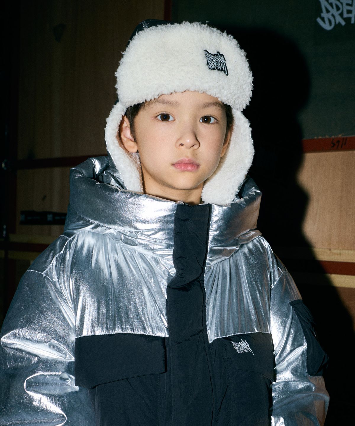 브라운브레스 키즈(BROWNBREATH KIDS) KIDS TAG EARMUFF PADDING CAP - SILVER