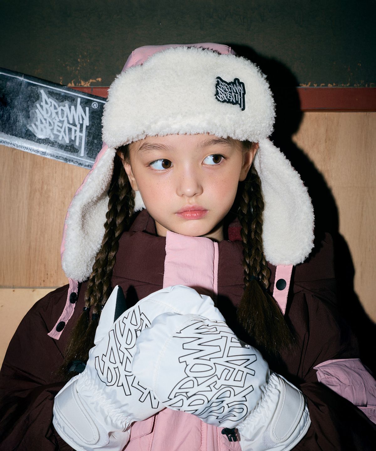 브라운브레스 키즈(BROWNBREATH KIDS) KIDS TAG EARMUFF PADDING CAP - PINK