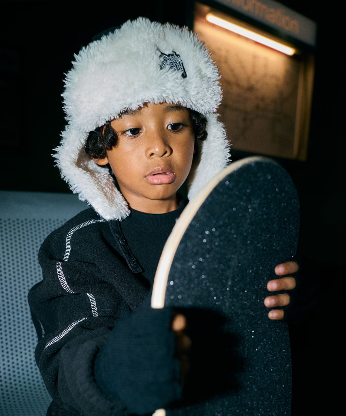 브라운브레스 키즈(BROWNBREATH KIDS) KIDS TAG EARMUFF PADDING CAP - BLACK