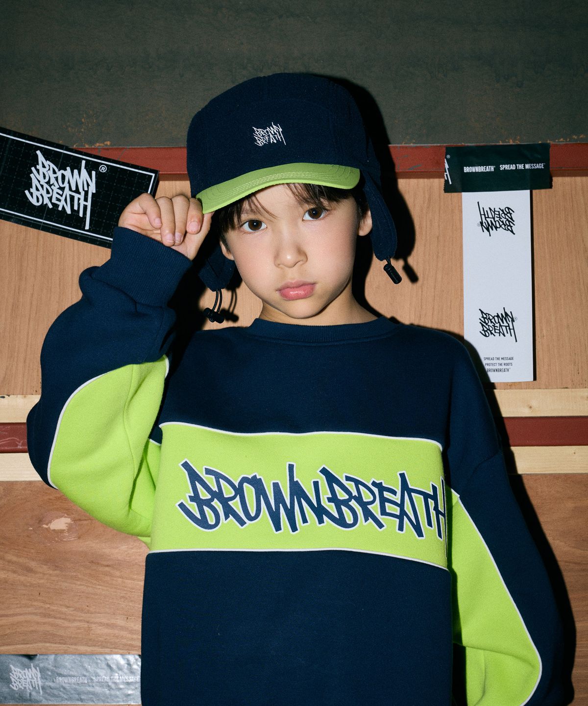 브라운브레스 키즈(BROWNBREATH KIDS) KIDS EARMUFF CAP - NAVY