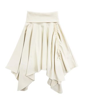 워머 언발란스 드레이프 스웻 스커트_크림