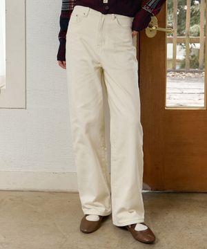 A SEMI WIDE BRUSHED PANTS_IVORY