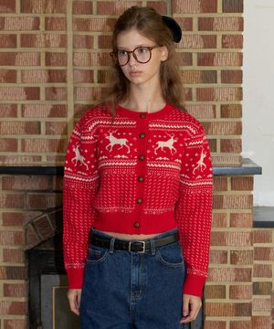 A HOLIDAY NORDIC CARDIGAN_RED