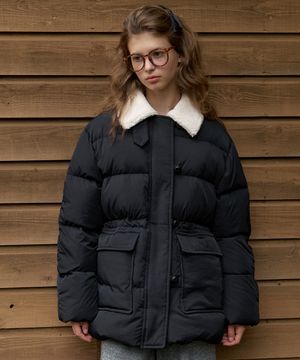 A FUR COLLAR DUCK DOWN HALF PADDING_BLACK