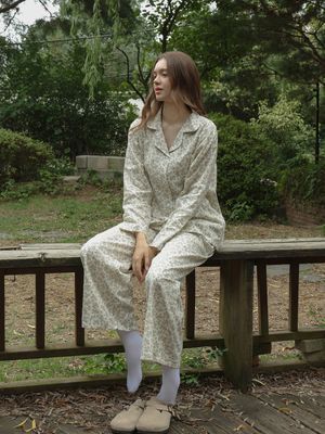 미스틱 플로랄 면 긴팔 잠옷 파자마 세트