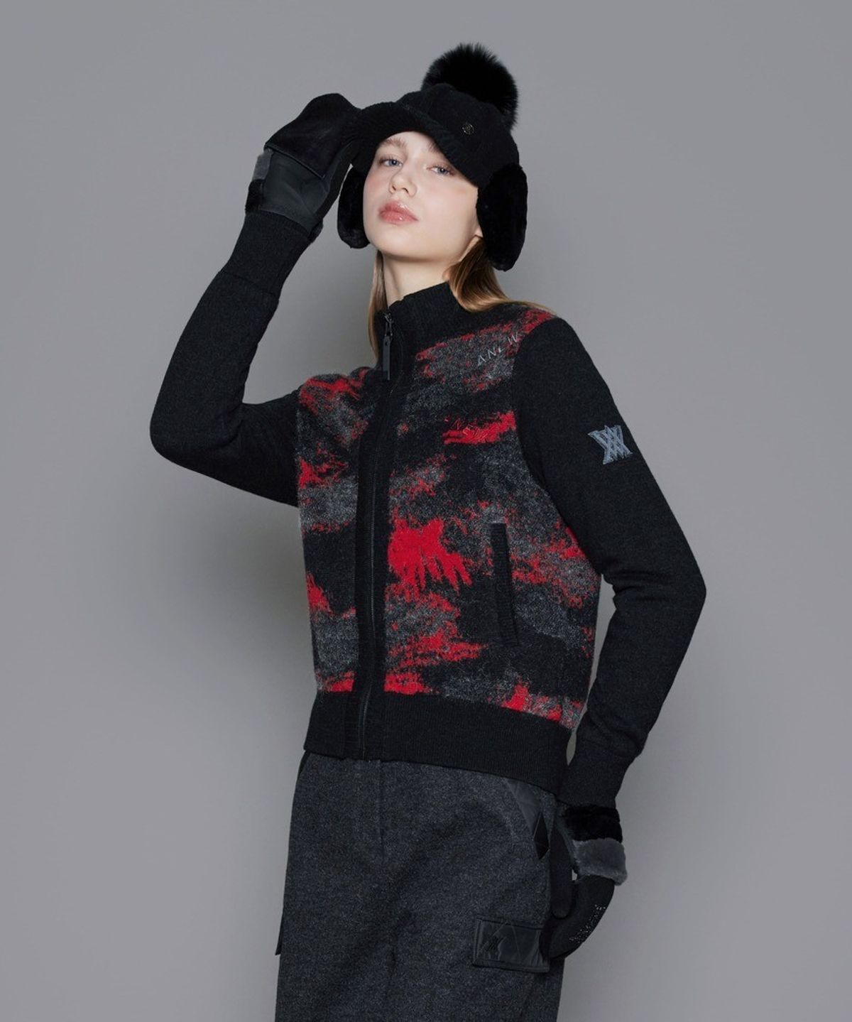 어뉴골프(ANEW GOLF) WOMEN WI BRUSHSTROKE WINDPROOF KNIT CARDIGAN_RE