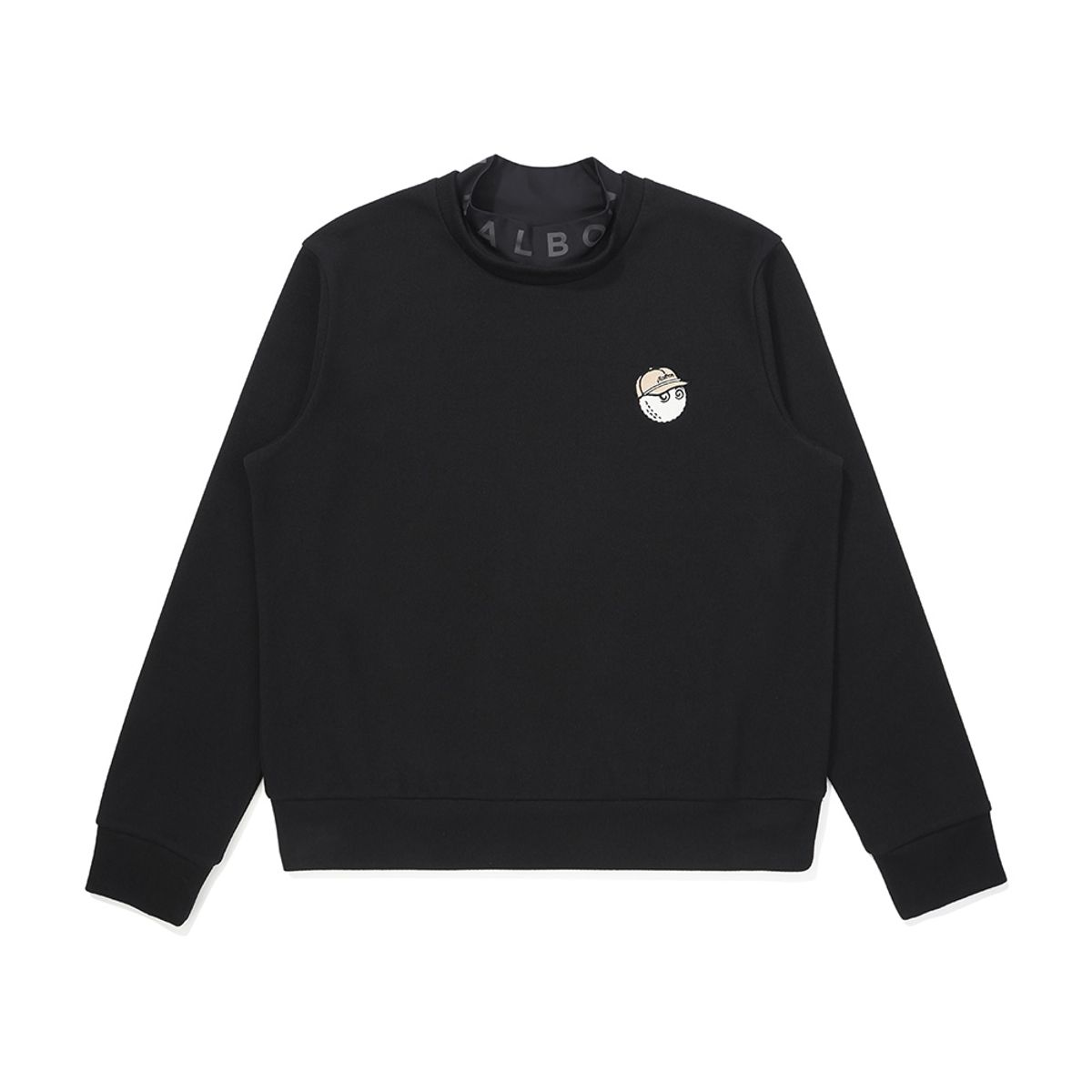 말본 골프(MALBON GOLF) 여성 이중 모크넥 로고 티셔츠 BLACK (WOMAN)