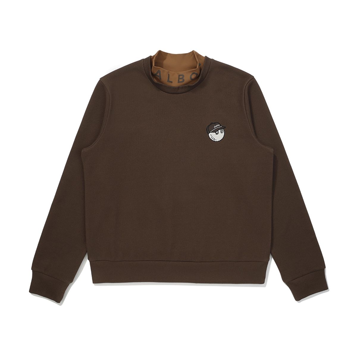 말본 골프(MALBON GOLF) 여성 이중 모크넥 로고 티셔츠 BROWN (WOMAN)