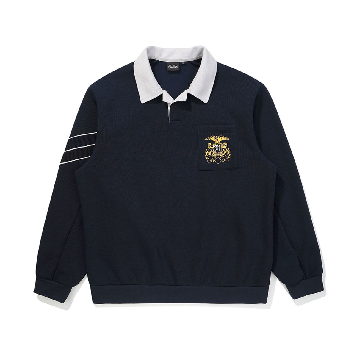 말본 골프(MALBON GOLF) 기모 프렌치테리 에리 티셔츠 DARK NAVY (MAN)