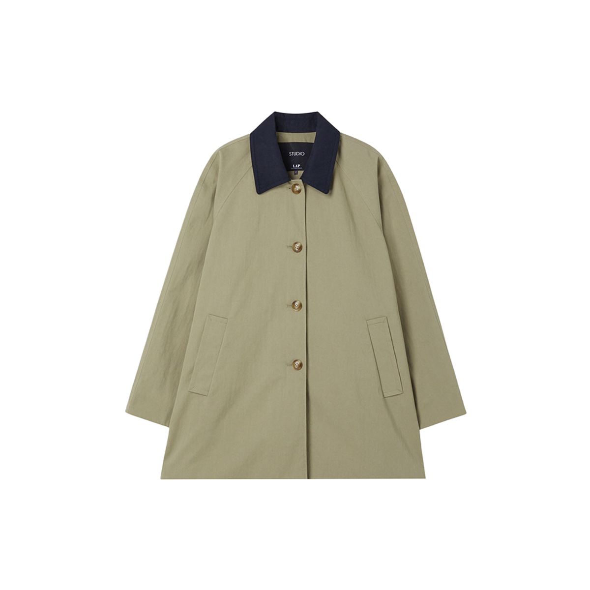 랩(LAP) 카라배색 하프트렌치코트 AR3WC89A
