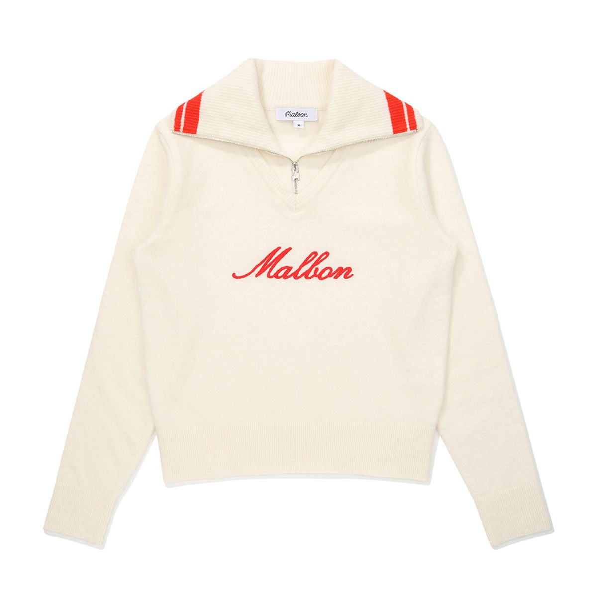 말본 골프(MALBON GOLF) 여성 레이어드 집업 카라 니트탑 CREAM (WOMAN)