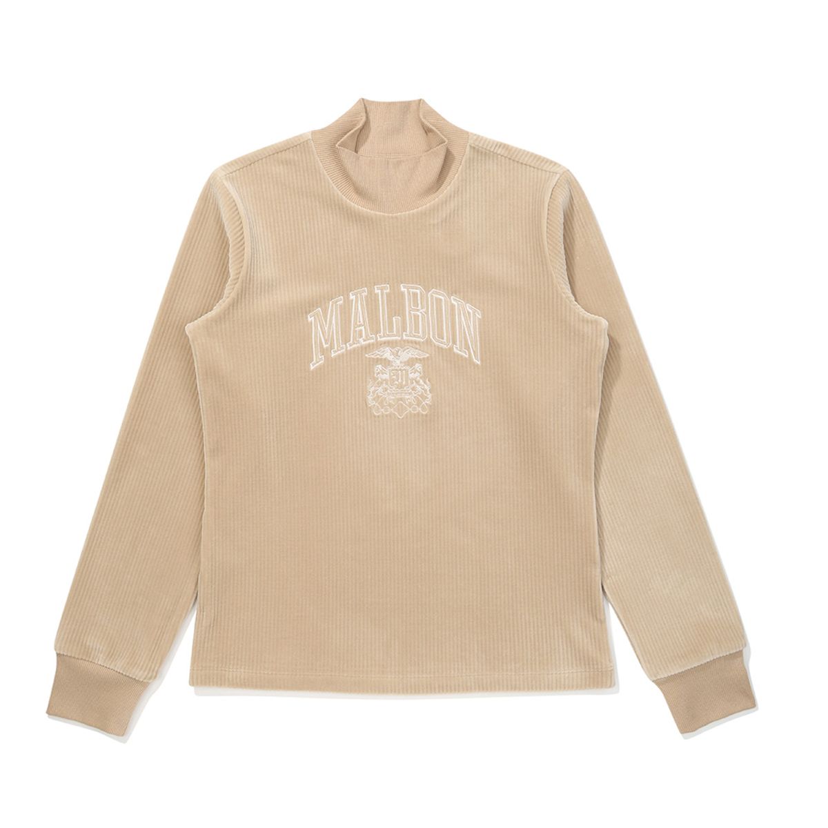 말본 골프(MALBON GOLF) 여성 모크넥 골지 티셔츠 BEIGE (WOMAN)