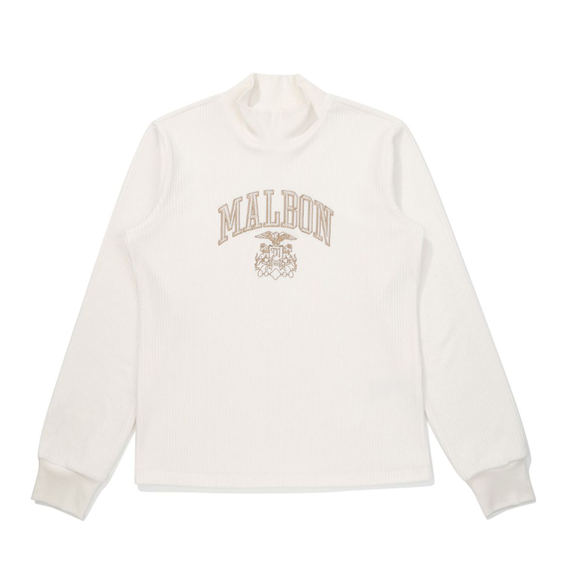 말본 골프(MALBON GOLF) 여성 모크넥 골지 티셔츠 IVORY (WOMAN)