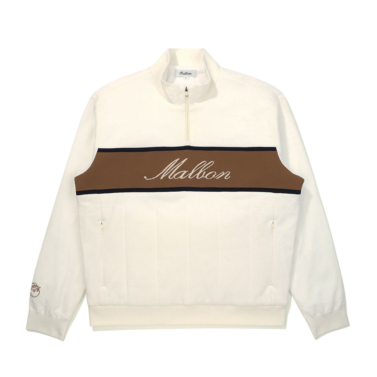 말본 골프(MALBON GOLF) 패딩 믹스 니트 스웨터 IVORY (MAN)