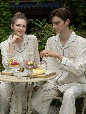 미니플로리 클린핏 커플잠옷 긴팔 파자마 상하의 세트