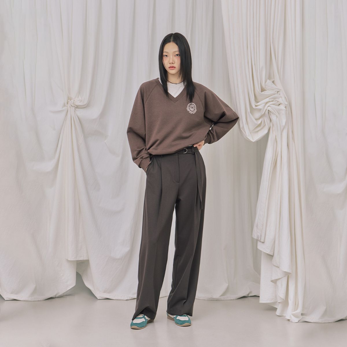 랩(LAP) 원턱 벨티드 와이드팬츠 AR3WP868