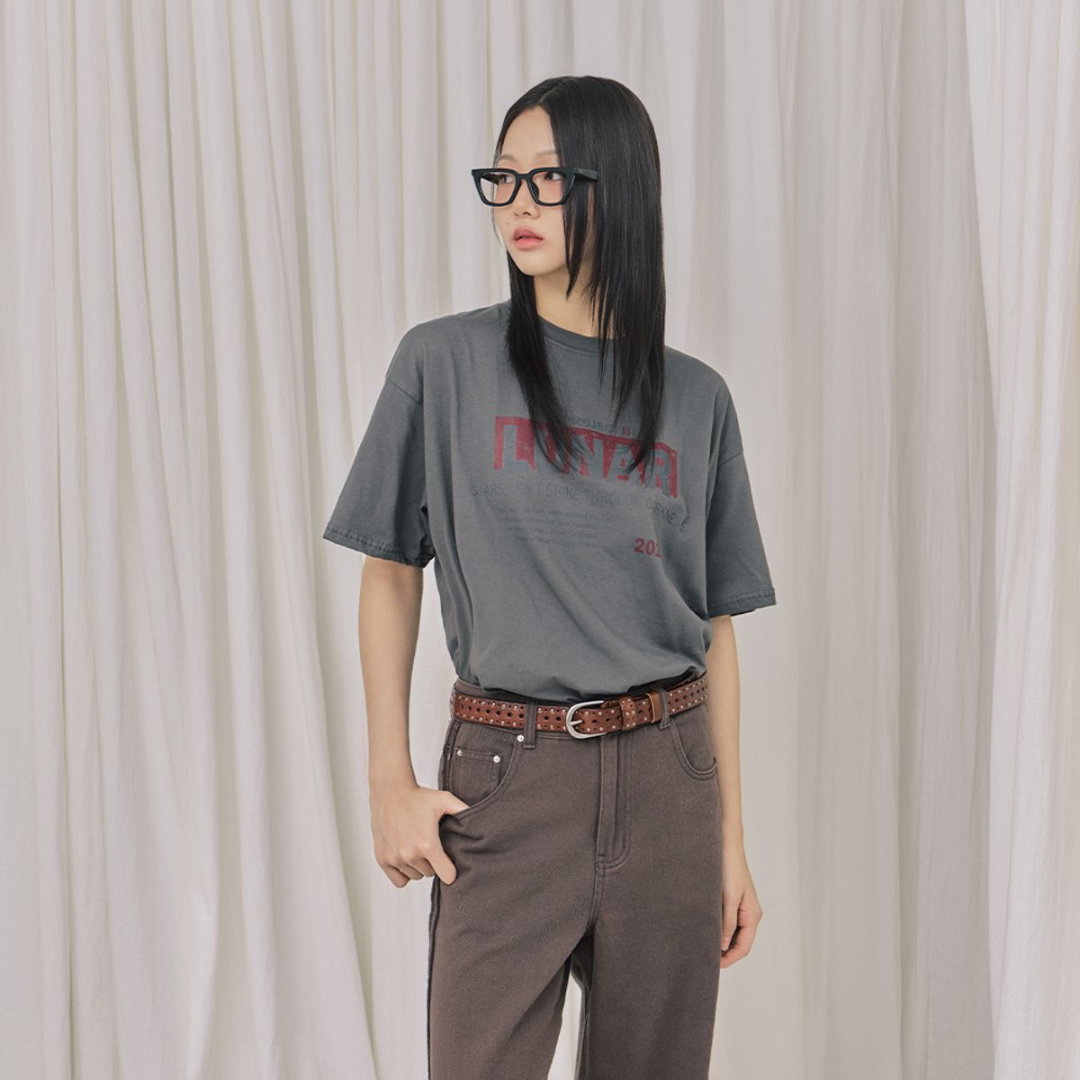 랩(LAP) 빈티지 프린팅 박시티셔츠 AR3CT860