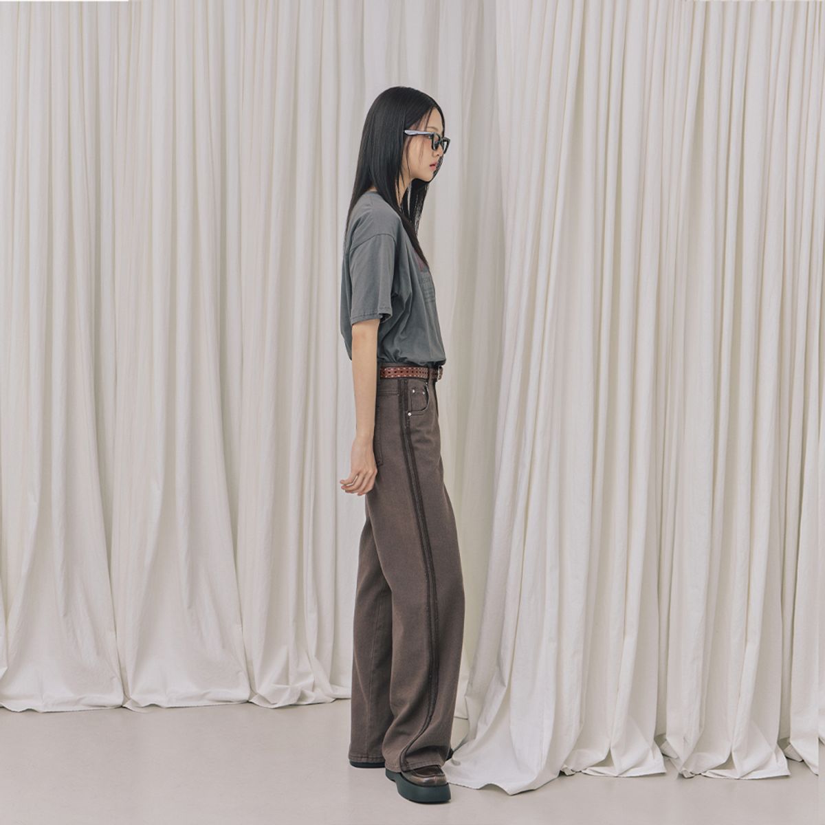 랩(LAP) 절개 프린지 워싱 와이드팬츠 AR3DP860