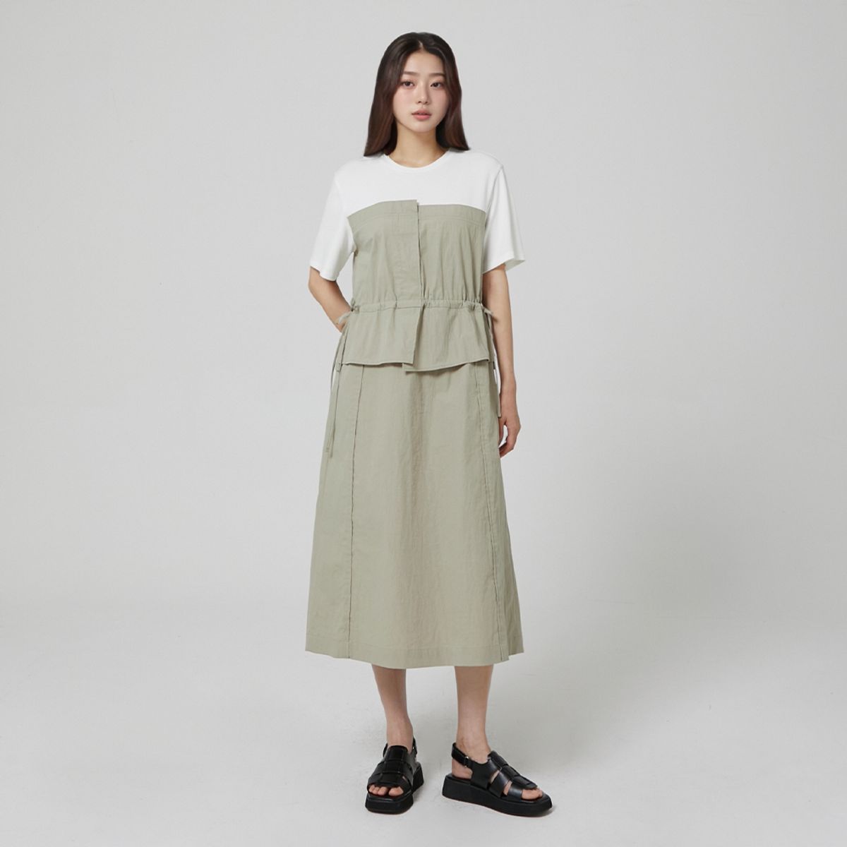 랩(LAP) 티셔츠 배색 뷔스티에 롱원피스 AR3WO860