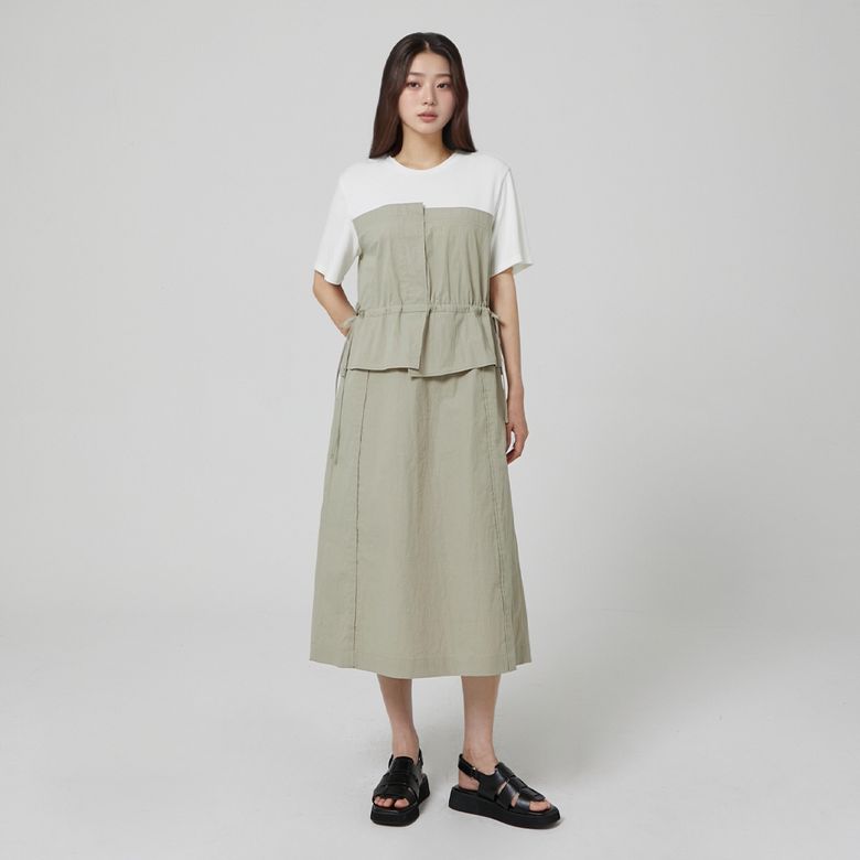 티셔츠 배색 뷔스티에 롱원피스 AR3WO860
