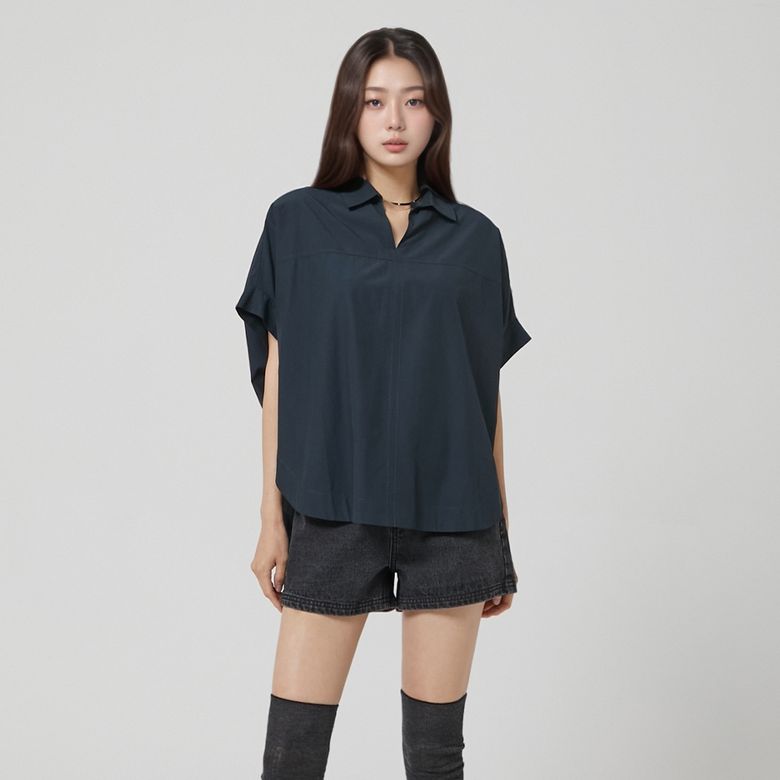 오픈카라 오버핏블라우스 AR3WB862