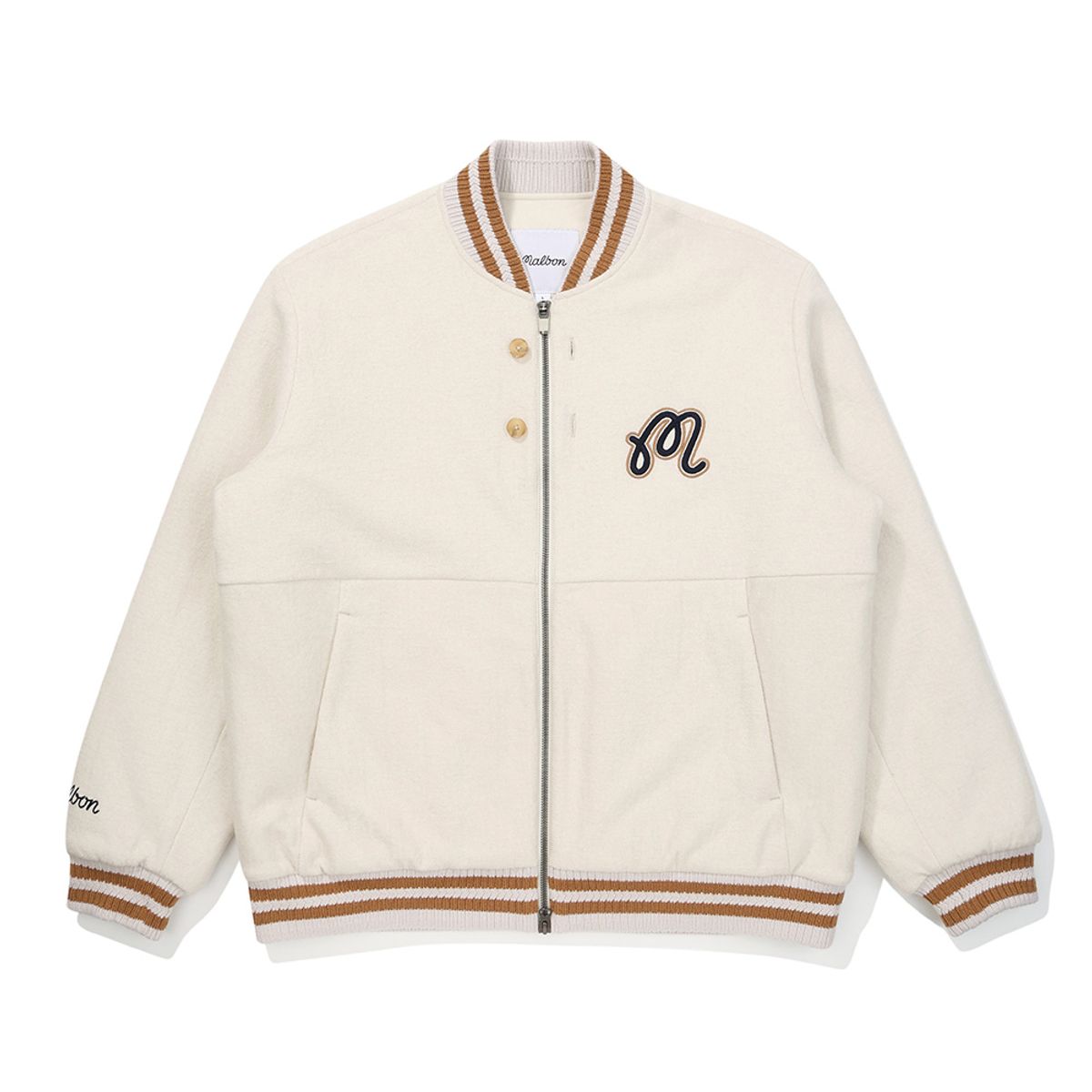 말본 골프(MALBON GOLF) 울 브랜드 패딩 자켓 IVORY (MAN)
