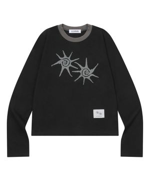 솔루나 라운드넥 배색 긴팔 티 남녀공용 (4컬러)