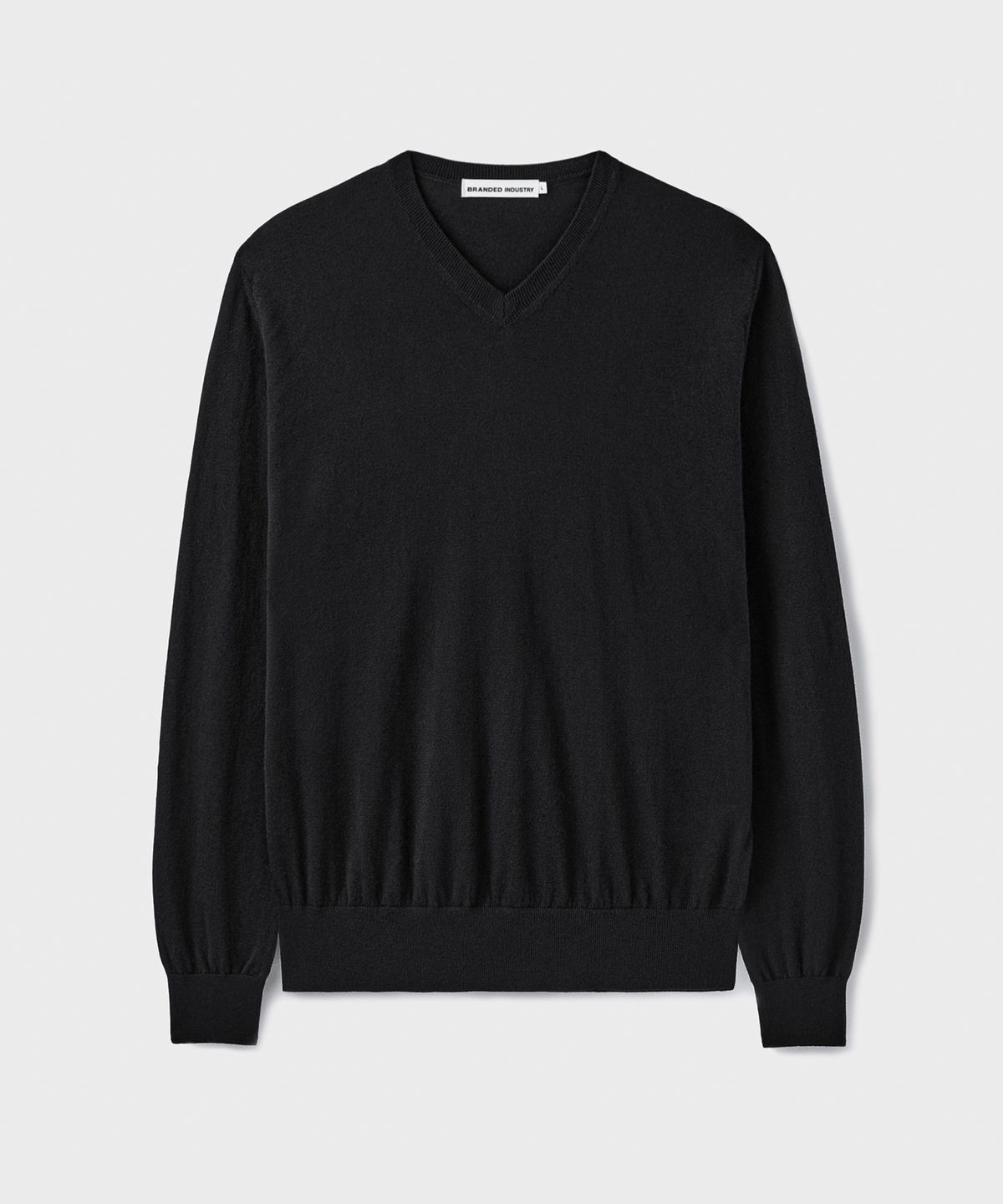 브랜디드(BRANDED) [SUPERIOR] ESSENTIAL SUPERFINE V-NECK KNIT [BLACK]
