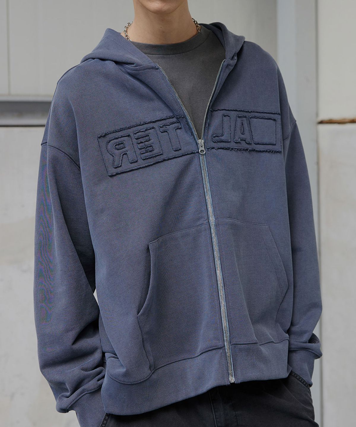 얼터 스튜디오(ALTER STUDIO) Pigment Applique Zip Up Hoodie_Navy