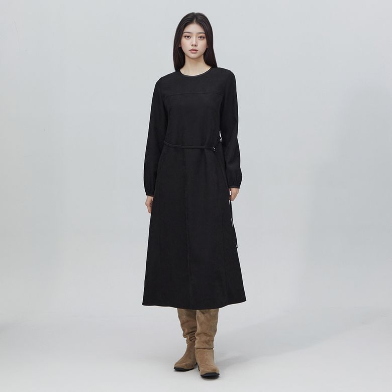라운드넥 벨트 롱 원피스 AR4WOA66