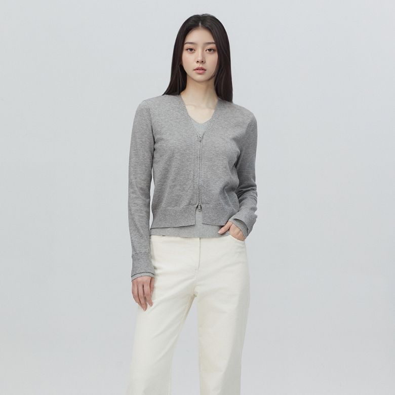 브이넥 지퍼가디건 니트 AR4KHA73