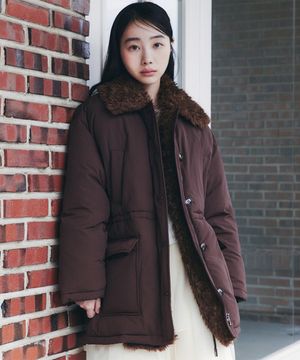 DETACHABLE FUR PADDED JUMPER_BROWN