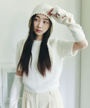 HALF KNIT WARMER SET_IVORY