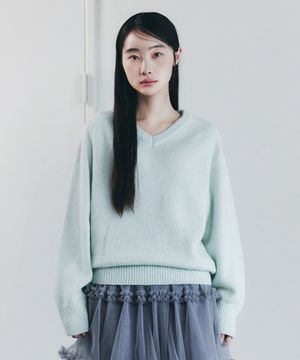 V-NECK ALPACA KNIT_MINT