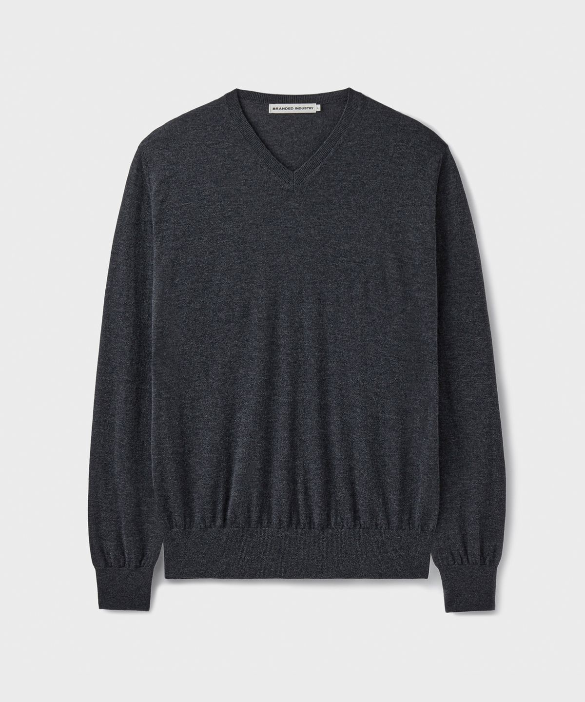 브랜디드(BRANDED) [SUPERIOR] ESSENTIAL SUPERFINE V-NECK KNIT [CHARCOAL]