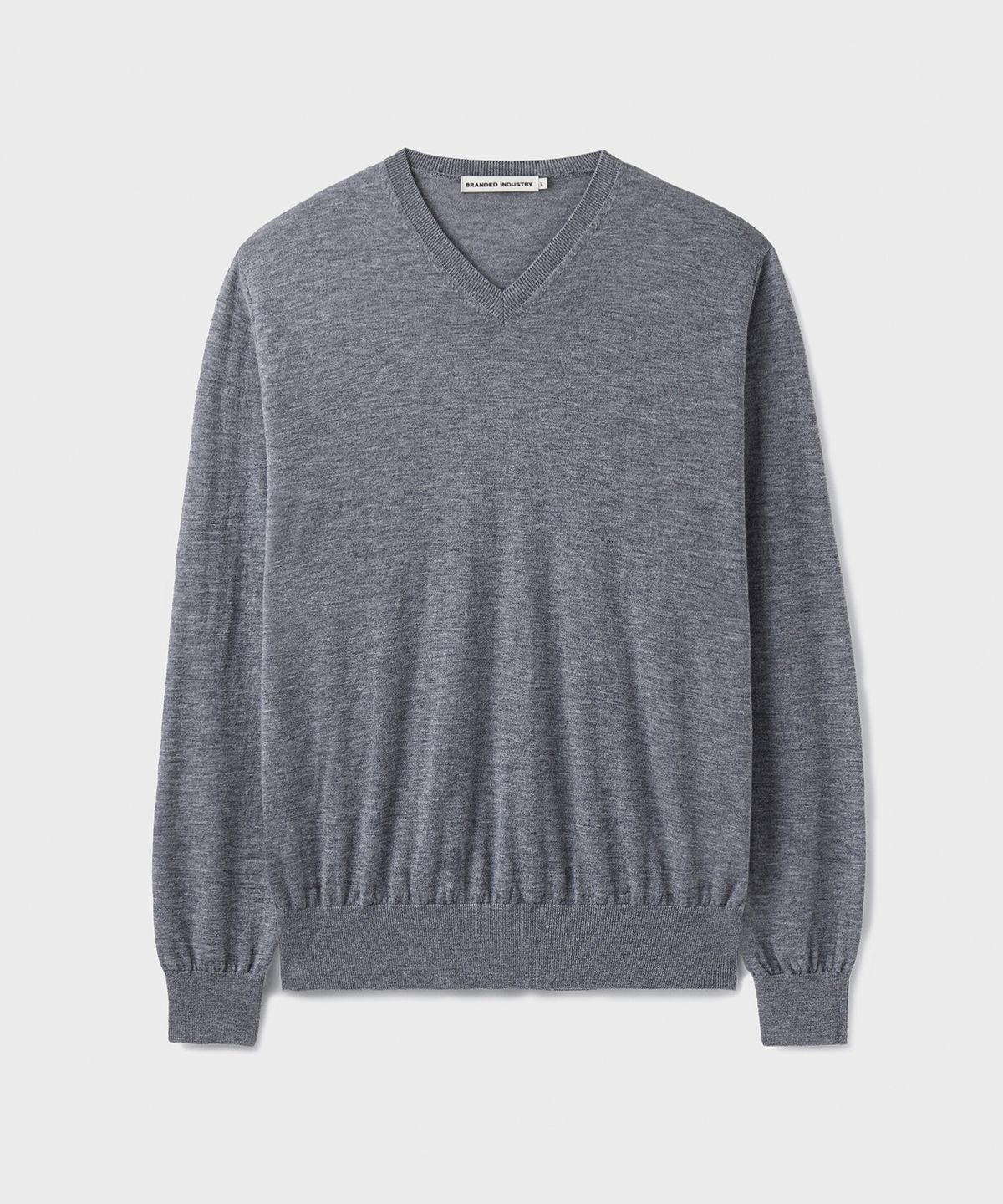 브랜디드(BRANDED) [SUPERIOR] ESSENTIAL SUPERFINE V-NECK KNIT [MELANGE GRAY]