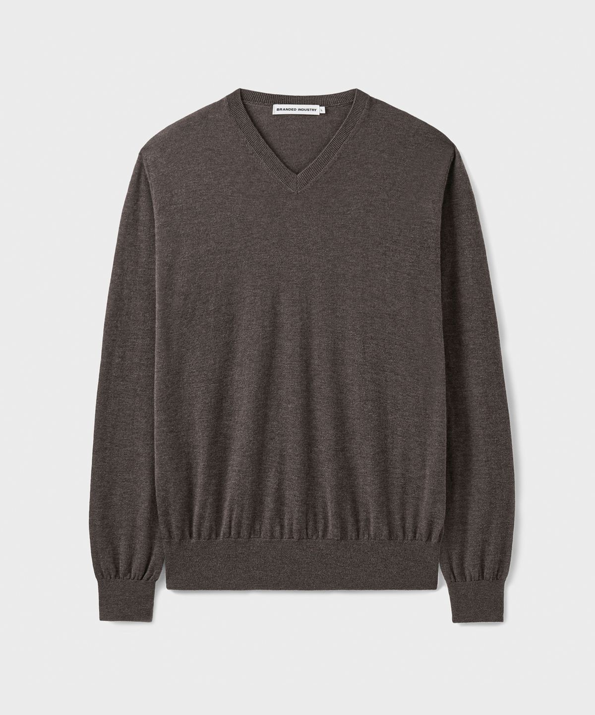 브랜디드(BRANDED) [SUPERIOR] ESSENTIAL SUPERFINE V-NECK KNIT [UMBER BROWN]