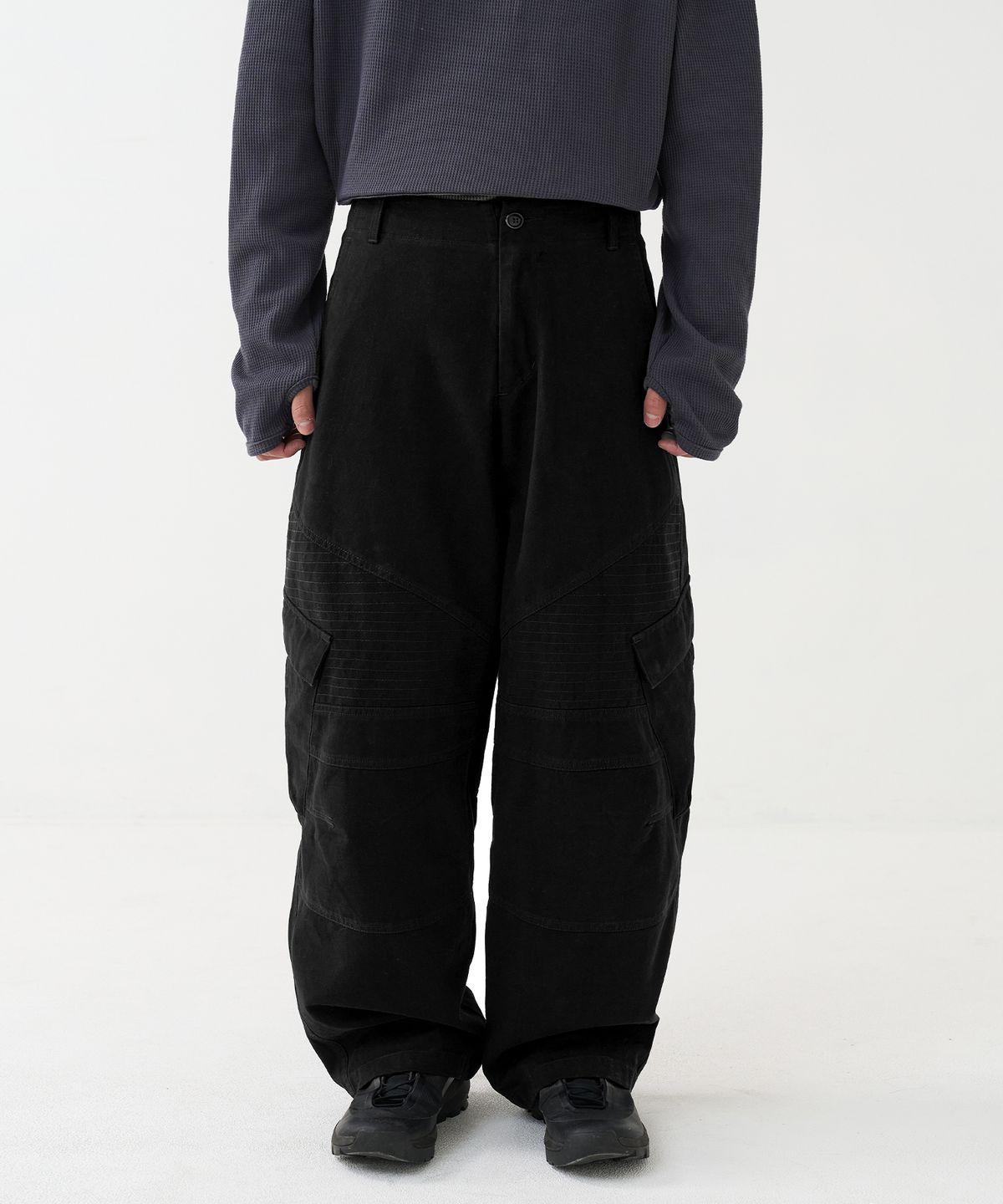 노운(NOUN) washed biker cargo pants (black)