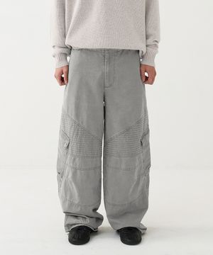 [노운 × 우연] washed biker cargo pants (gray)