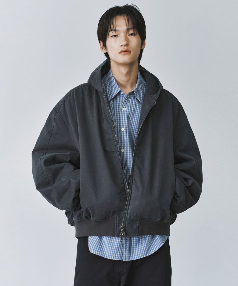 SHIRRING HOOD BOMBER JACKET [VINTAGE CHARCOAL]