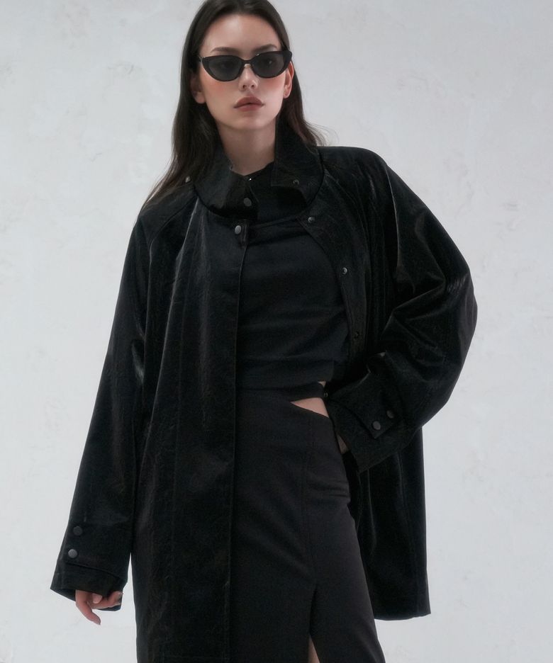 Angti Art Leather McCoat BLACK