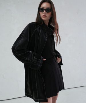 Angti Art Leather McCoat BLACK X WHITE