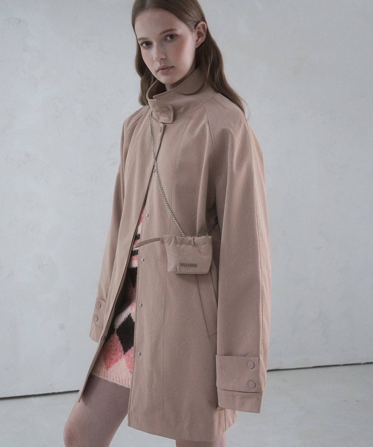 비바셔스(VIVACIOUS) Angti Art Leather McCoat PINK