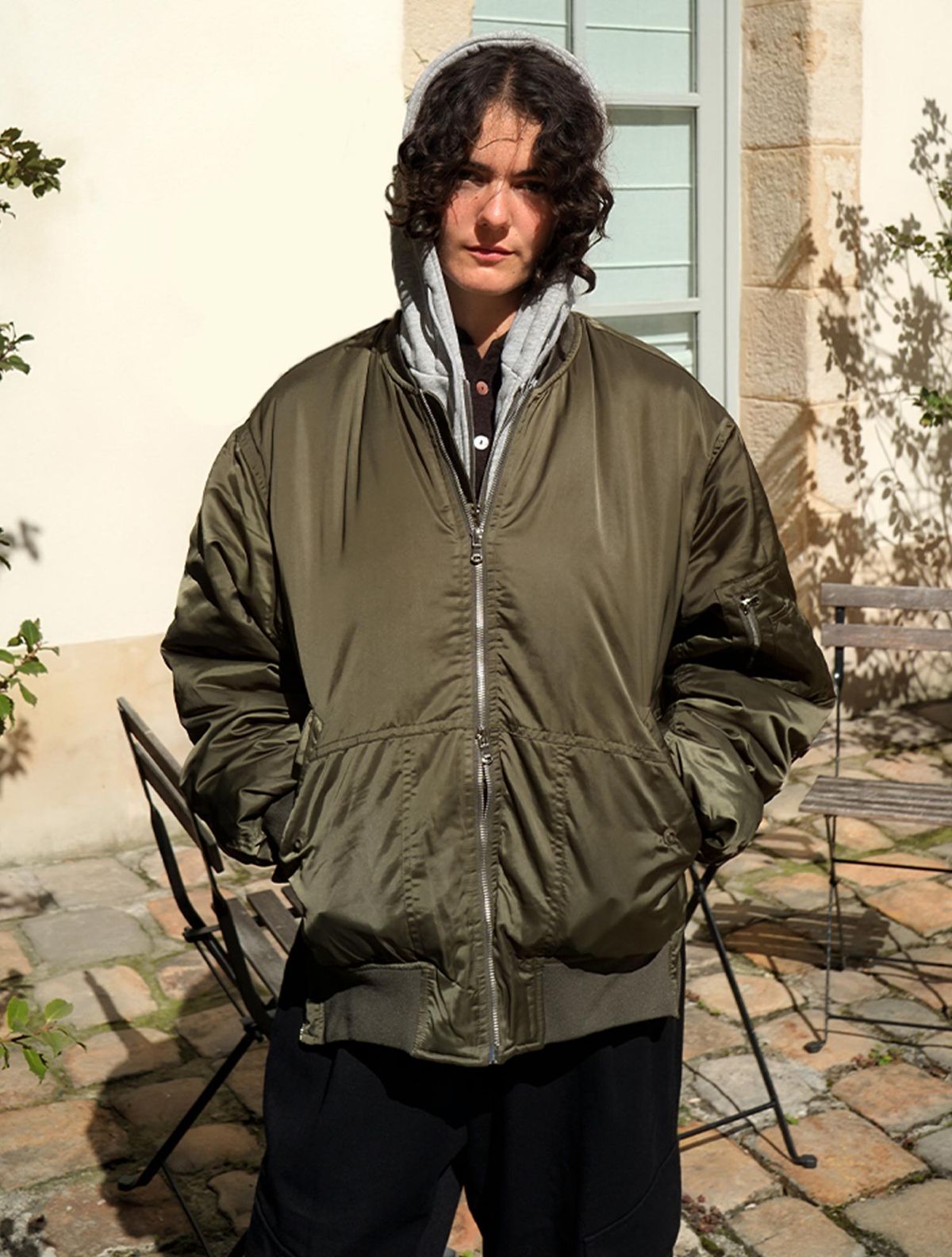 꼼소넛(COMSONNOT) Hood MA1 Jacket CSOj-106 (khaki) [Unisex]