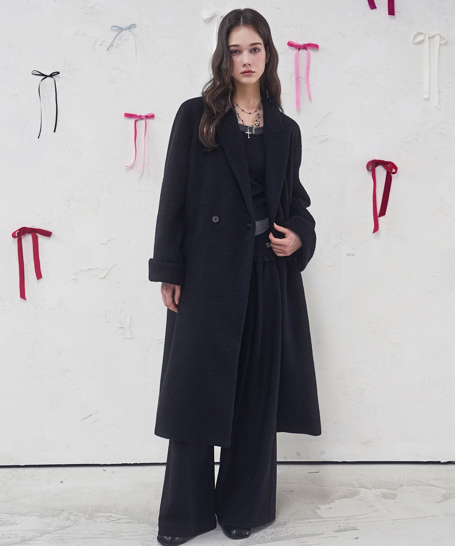 Anna Double Long Coat BLACK source detail 61
