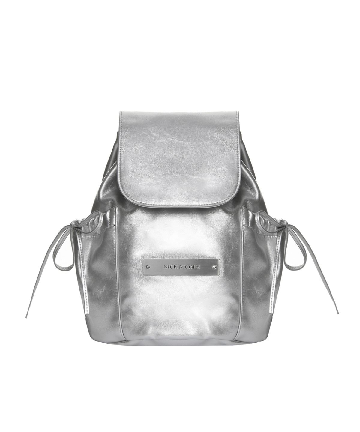닉앤니콜(NICK&NICOLE) CRYSTAL LEATHER SHIRRING BACKPACK_SILVER