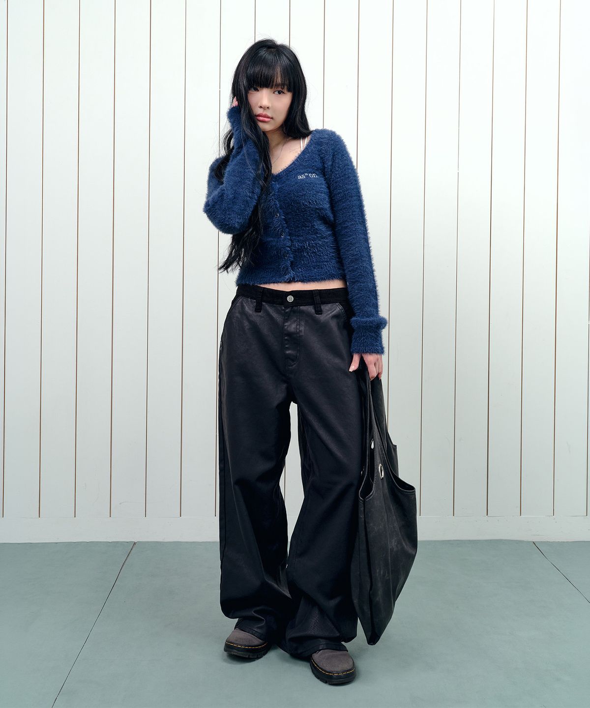 애즈온(ASON) TESS LEATHER MIX CORDUROY PANTS