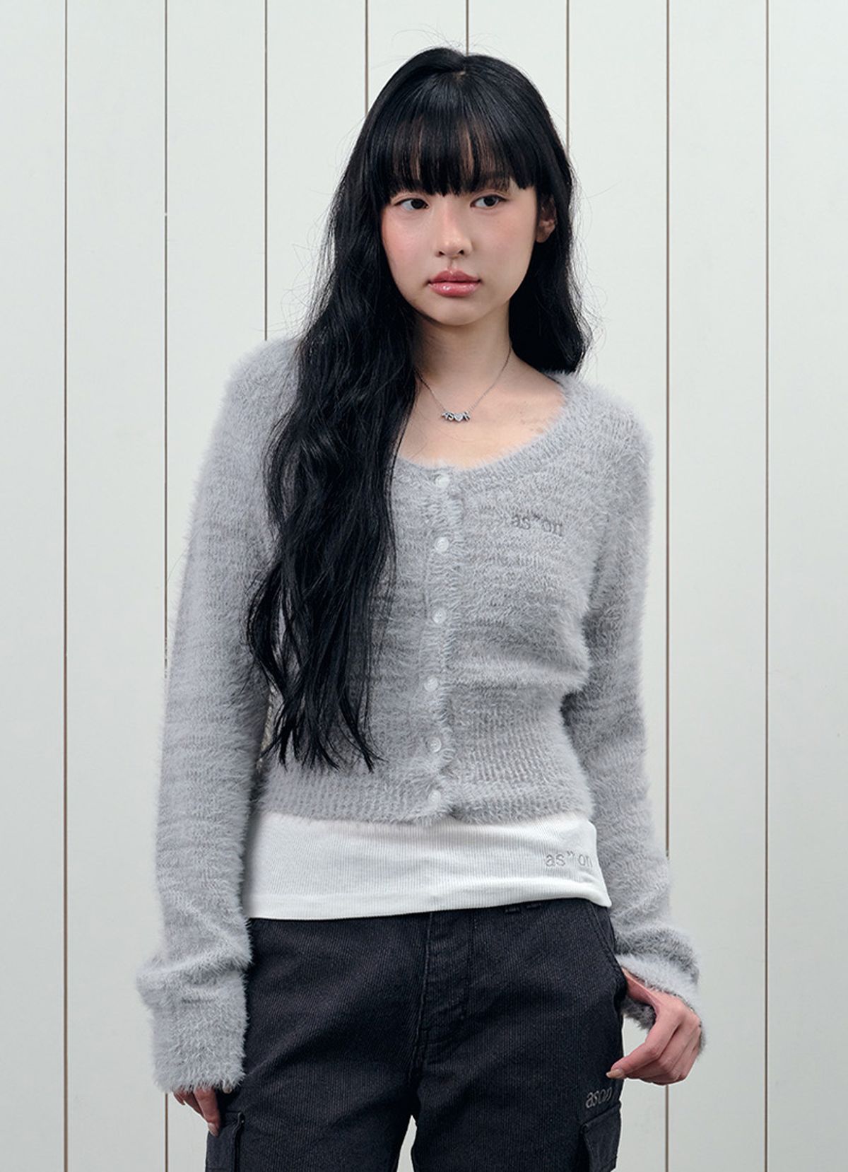 애즈온(ASON) NIA HAIRY CARDIGAN / GRAY