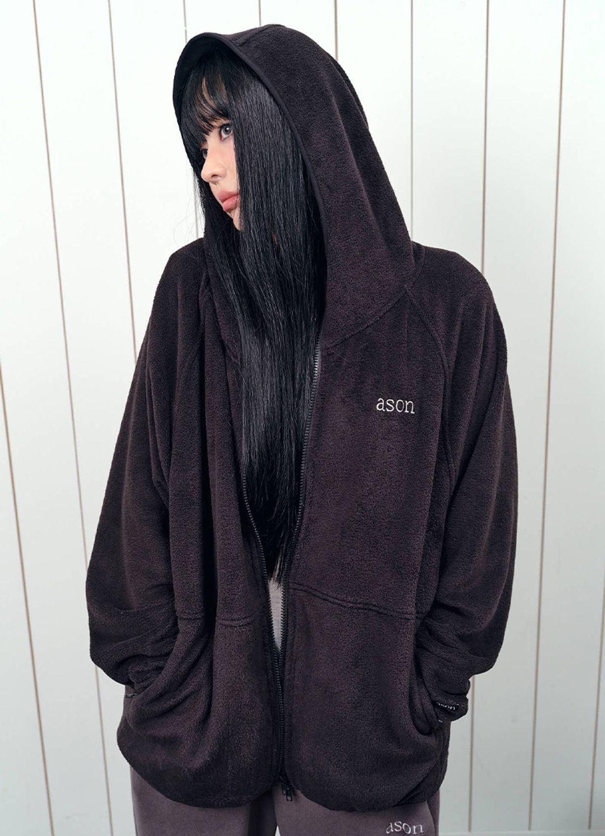 애즈온(ASON) FLEECE ZIP-UP / BLACK