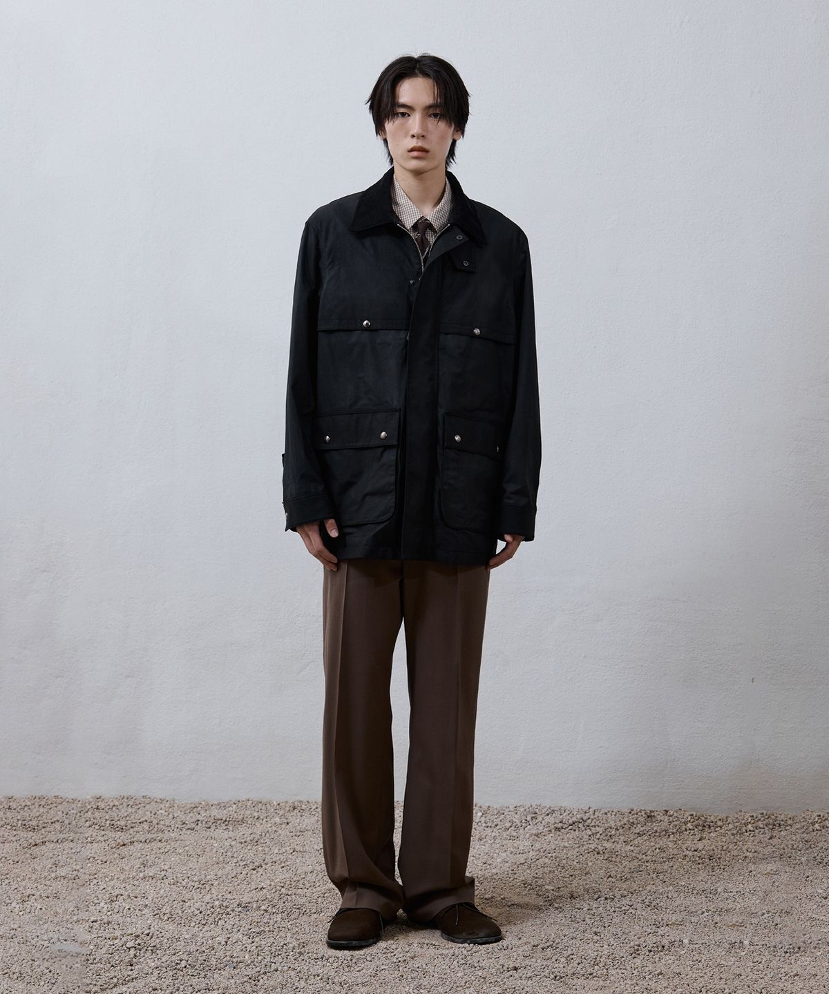유스(YOUTH) Wax Coated Hunting Jacket - Black